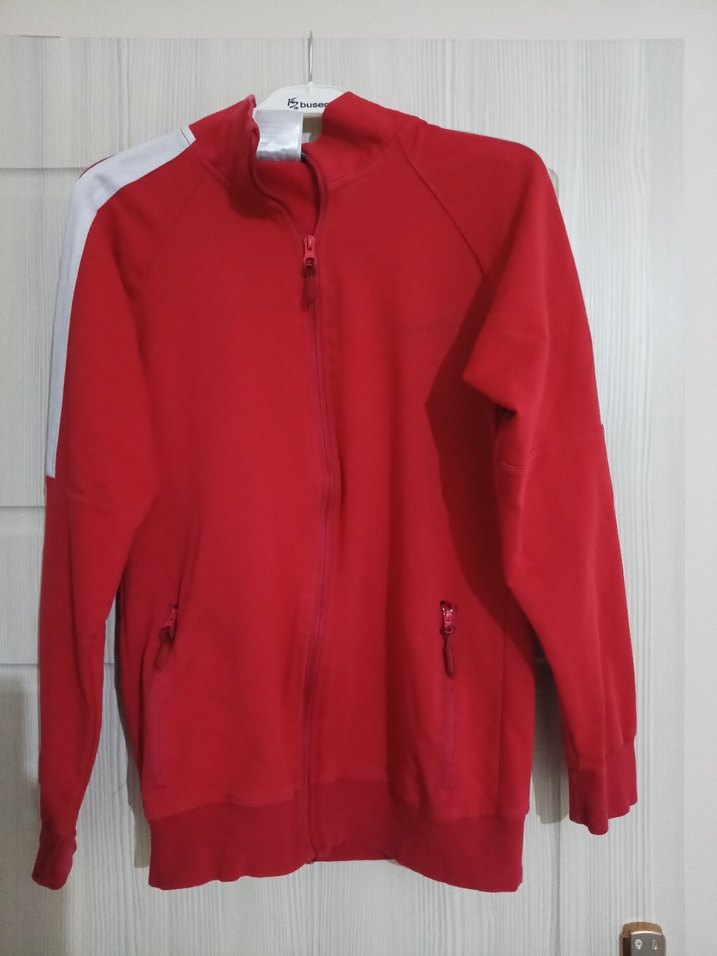Kırmızı Kadın Fermuarlı Spor Ceket - Görsel 2