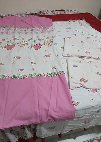 Pembe Baskılı bebek Nevresim ve Çarşaf Takımı - Görsel 8