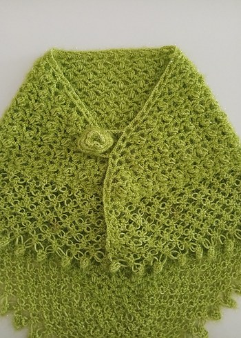 Kız Çocuk Yeşil Örgü Bohem Poncho - Görsel 2