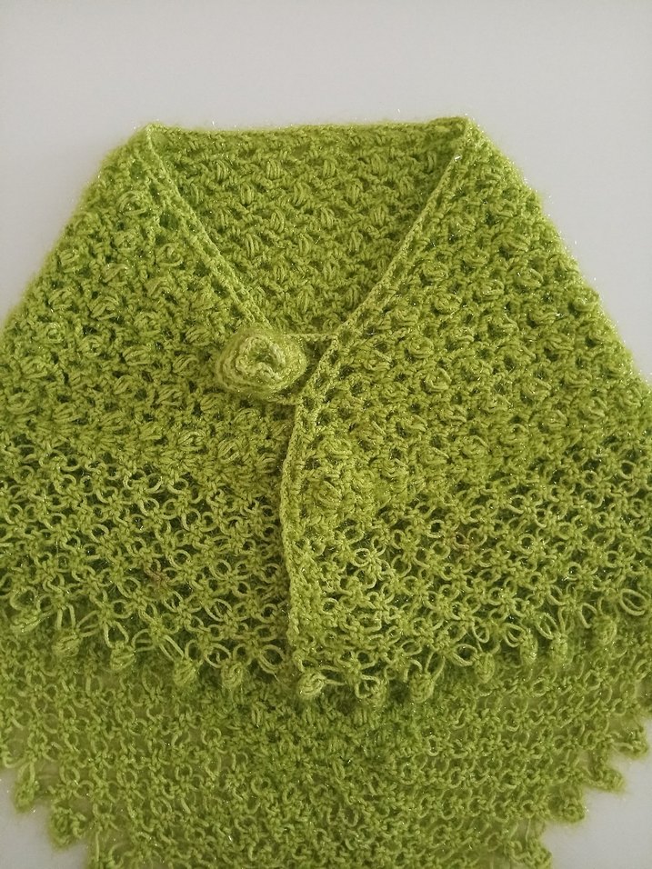 Kız Çocuk Yeşil Örgü Bohem Poncho - Görsel 2