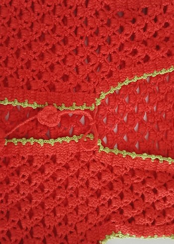 Kız Çocuk Nakışlı V Yaka Örgü Yelek - Görsel 4