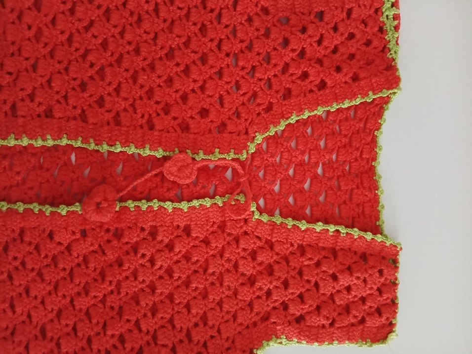 Kız Çocuk Nakışlı V Yaka Örgü Yelek - Görsel 4