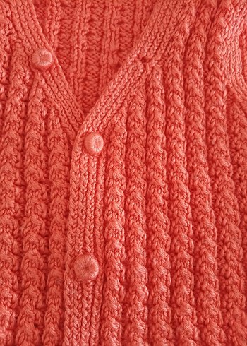 Kız Çocuk turuncu V Yaka Örgü Süveter - Görsel 3