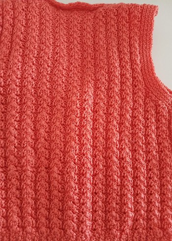 Kız Çocuk turuncu V Yaka Örgü Süveter - Görsel 5