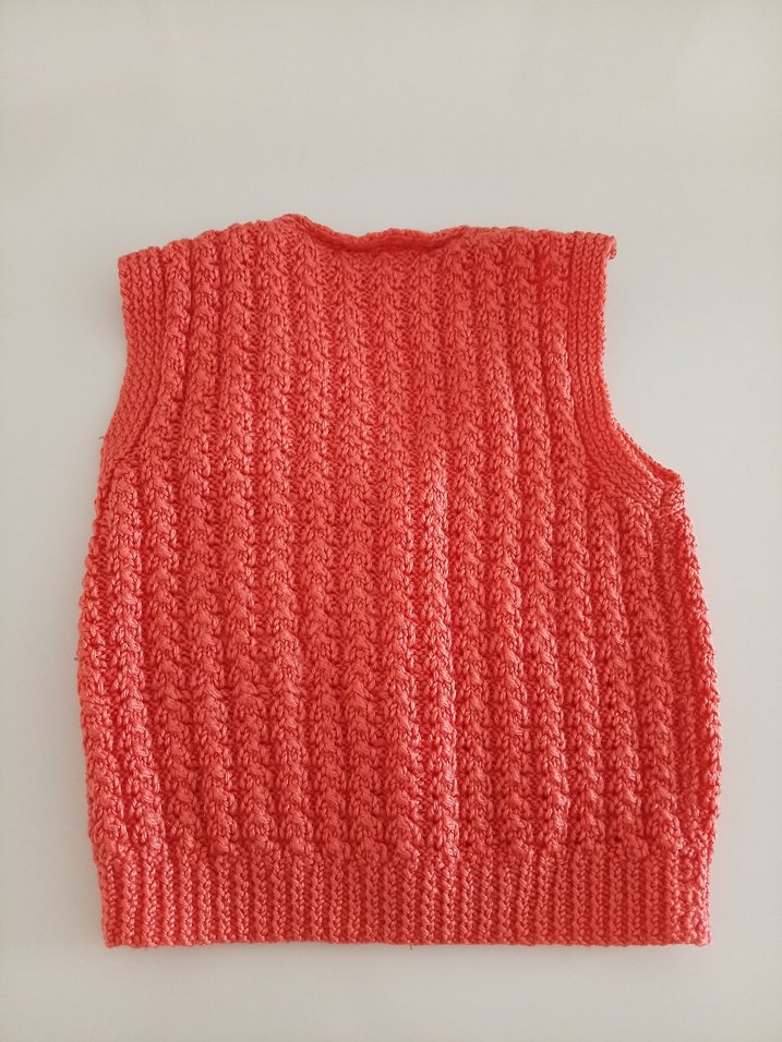 Kız Çocuk turuncu V Yaka Örgü Süveter - Görsel 4