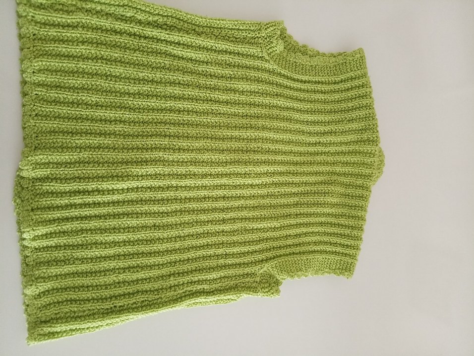 Kız Çocuk Düğmeli V Yaka Yeşil el örgüsü Yelek - Görsel 5