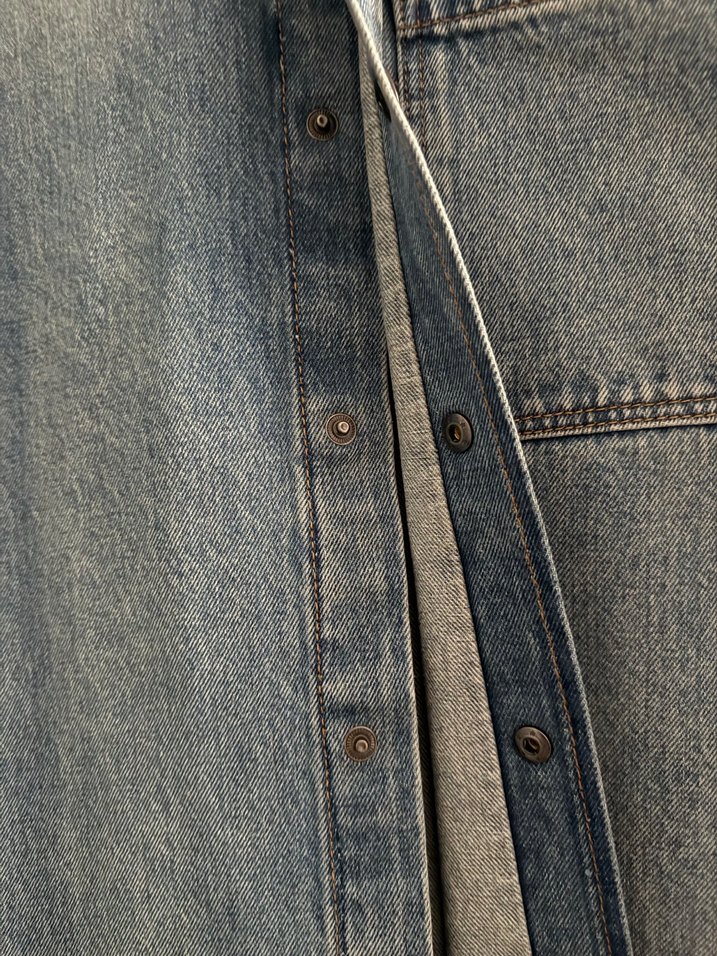 Düğmeli  Mavi Denim gömlek ceket - Görsel 2