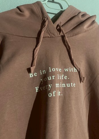 l Beden Kadın Kahverengi Kapüşonlu Sweatshirt