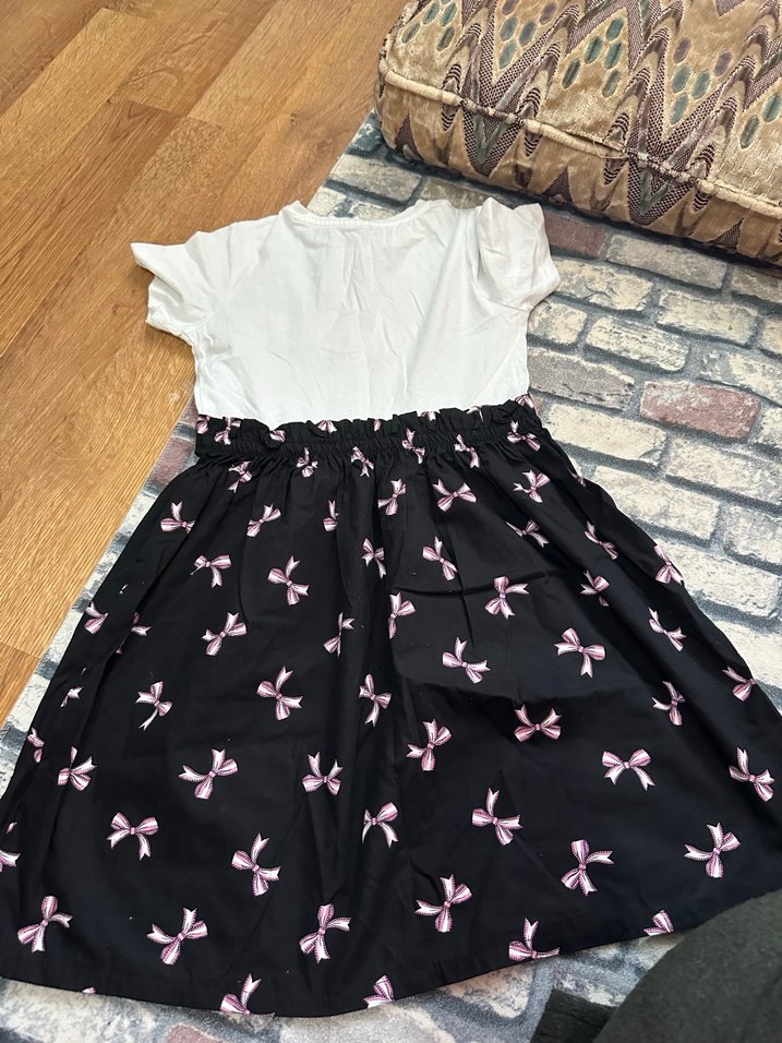 Kız Çocuk Pembe Fiyonklu Pamuklu Elbise - Görsel 2