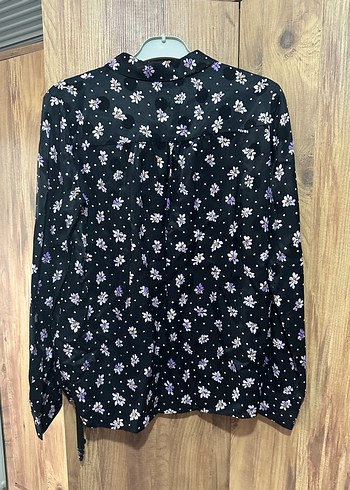 Uzun Kollu Mor Desenli Salaş Gömlek - Görsel 4