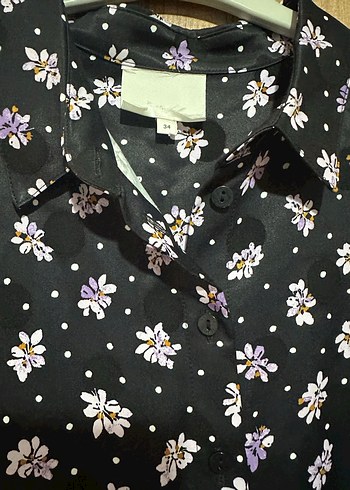 Uzun Kollu Mor Desenli Salaş Gömlek - Görsel 3