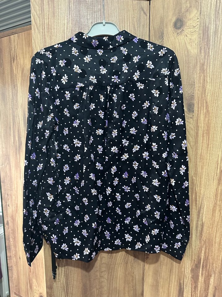 Uzun Kollu Mor Desenli Salaş Gömlek - Görsel 4