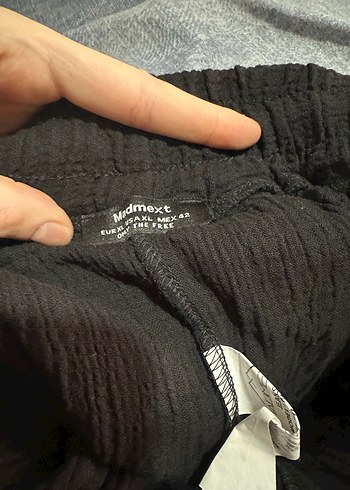 Siyah Bol Kesim Keten Kadın Pantolon - Görsel 5