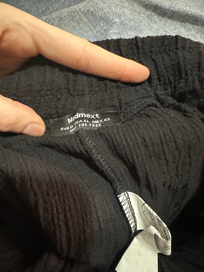 Siyah Bol Kesim Keten Kadın Pantolon - Görsel 5