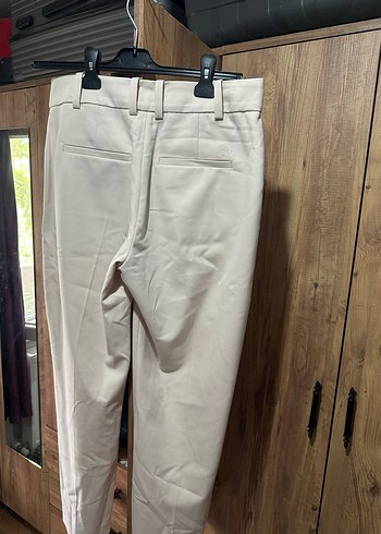 Bej Midi Kemerli Kadın Kumaş Pantolon - Görsel 5