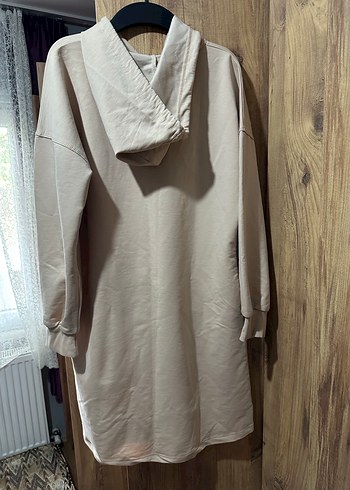 Kapüşonlu Uzun Gri Kadın Sweatshirt - Görsel 2