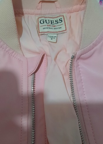 Guess Kız Çocuk Pembe Fermuarlı Ceket