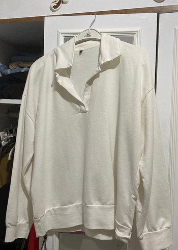 Gri Kadın Keten Yakalı Sweatshirt