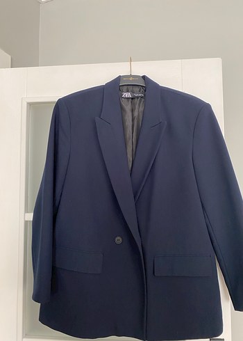 Zara Düğmeli Lacivert Kadın Blazer Ceket