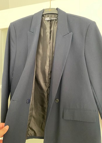 l Beden Düğmeli Lacivert Kadın Blazer Ceket
