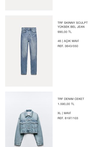 Zara Kadın Mavi Düğmeli Denim Ceket