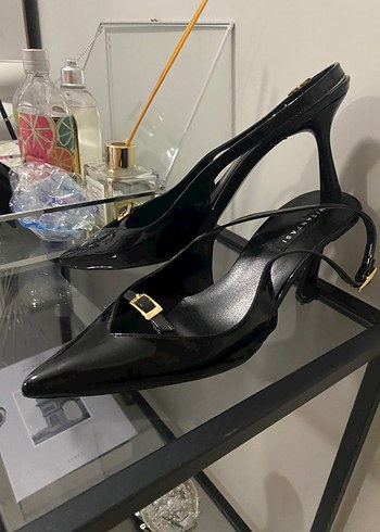 39 Beden siyah Renk Siyah Yılan Desenli Tokalı Stiletto