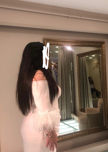 48 Beden beyaz Renk Beyaz Drapeli Uzun Askılı Nişan Elbisesi