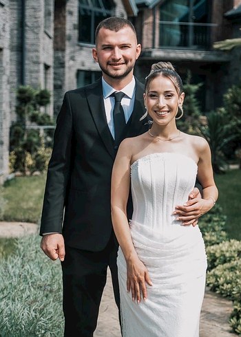 Gelinlik Beyaz Straplez Nişanlık