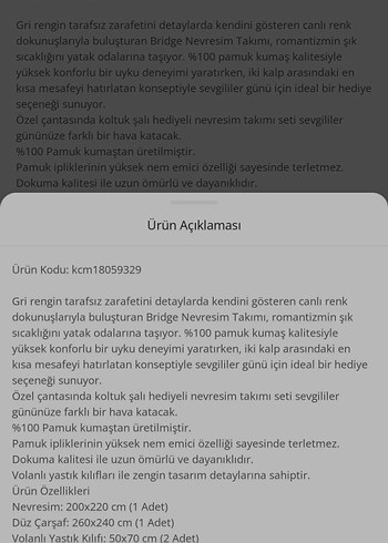  Beden gri Renk Yataş çift kişilik nevresim takımı