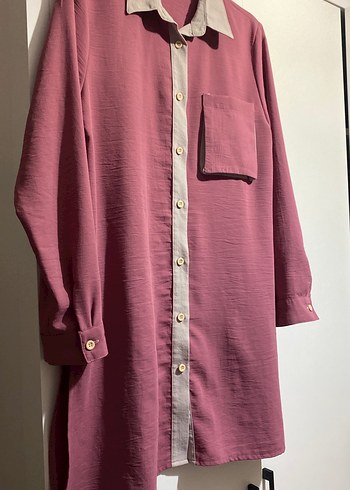 Bordo Düğmeli Uzun Hamile Tunik