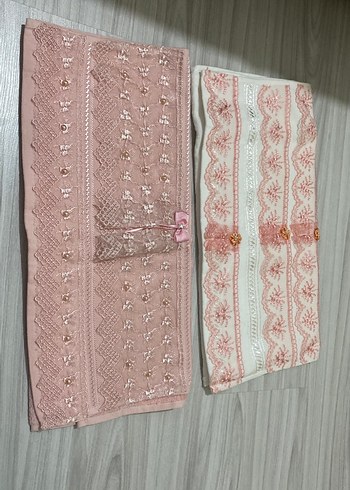 Nakışlı Pembe Havlu Seti - Görsel 2