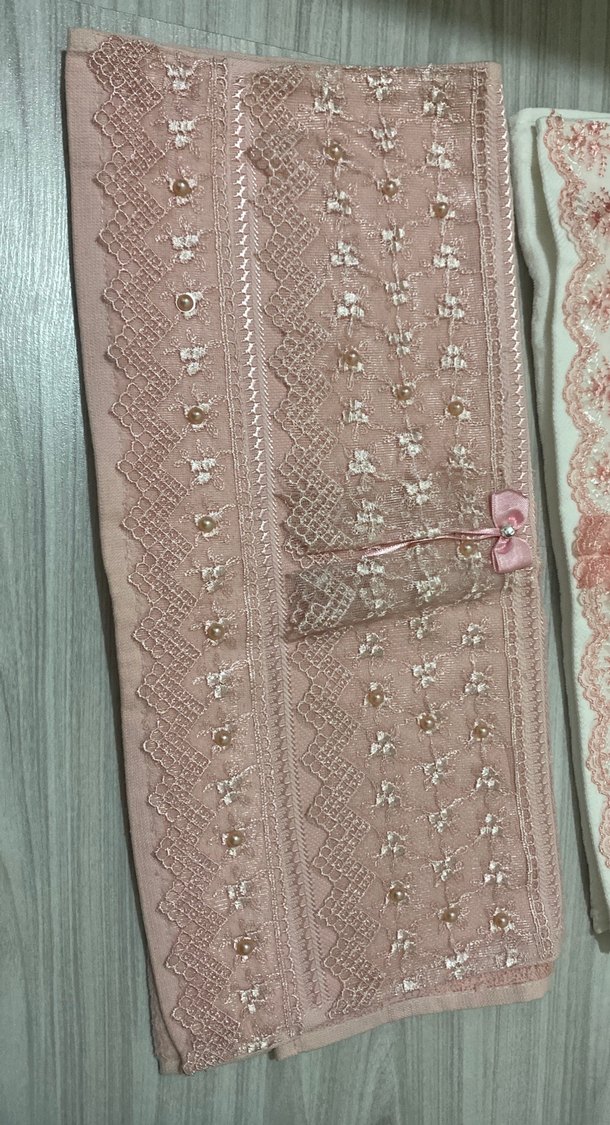 Nakışlı Pembe Havlu Seti - Görsel 3