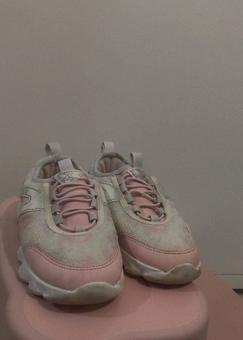 Pembe Bağcıklı Platform Spor Ayakkabı - Görsel 3