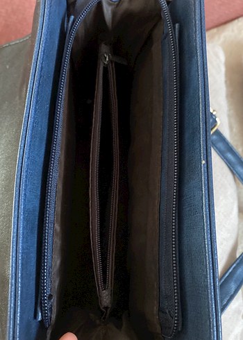 Nakışlı Mavi Deri Bohem Kadın Çanta - Görsel 4