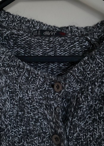 Gri Örgü Kadın Hırka Uzun Kollu - Görsel 3