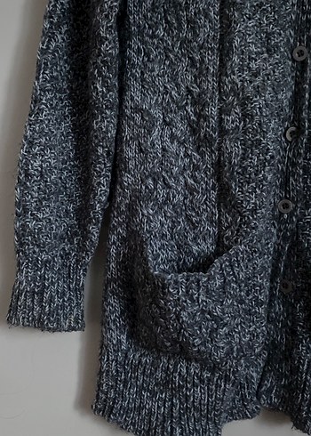 Gri Örgü Kadın Hırka Uzun Kollu - Görsel 2