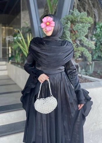 Siyah Uzun Drapeli Gotik Kadın Abiye - Görsel 2