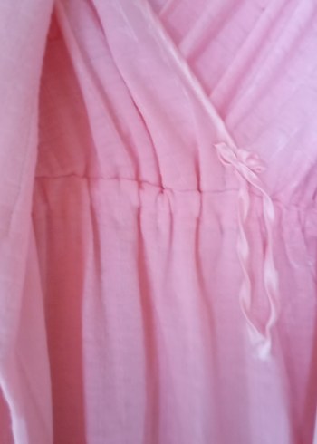 Pembe Uzun Kadın Sabahlık Bol Kesim - Görsel 4