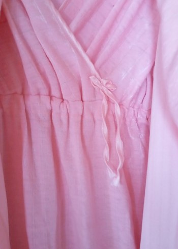 Pembe Uzun Kadın Sabahlık Bol Kesim - Görsel 5