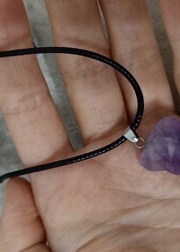 Doğal Amestist taşı kolye ve bileklik seti - Görsel 6