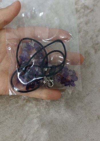 Doğal Amestist taşı kolye ve bileklik seti - Görsel 4