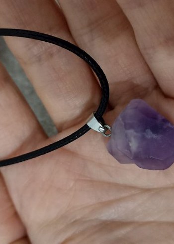 Doğal Amestist taşı kolye ve bileklik seti - Görsel 7