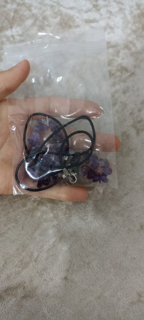 Doğal Amestist taşı kolye ve bileklik seti - Görsel 4