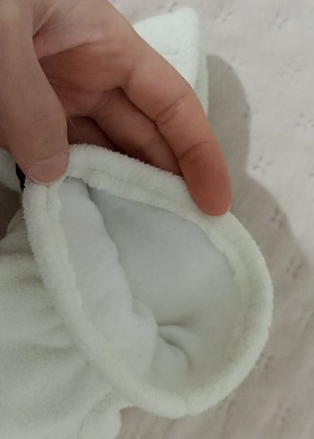 Beyaz Polar Kadın Eldiveni Velcro - Görsel 3