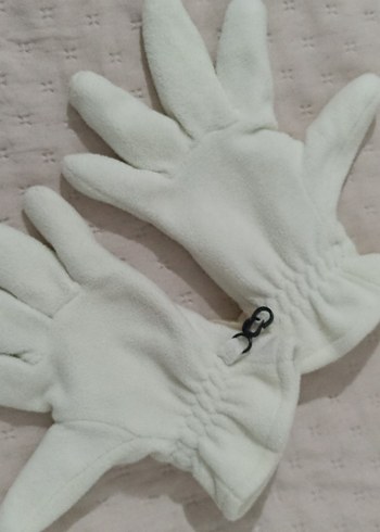 Beyaz Polar Kadın Eldiveni Velcro - Görsel 2