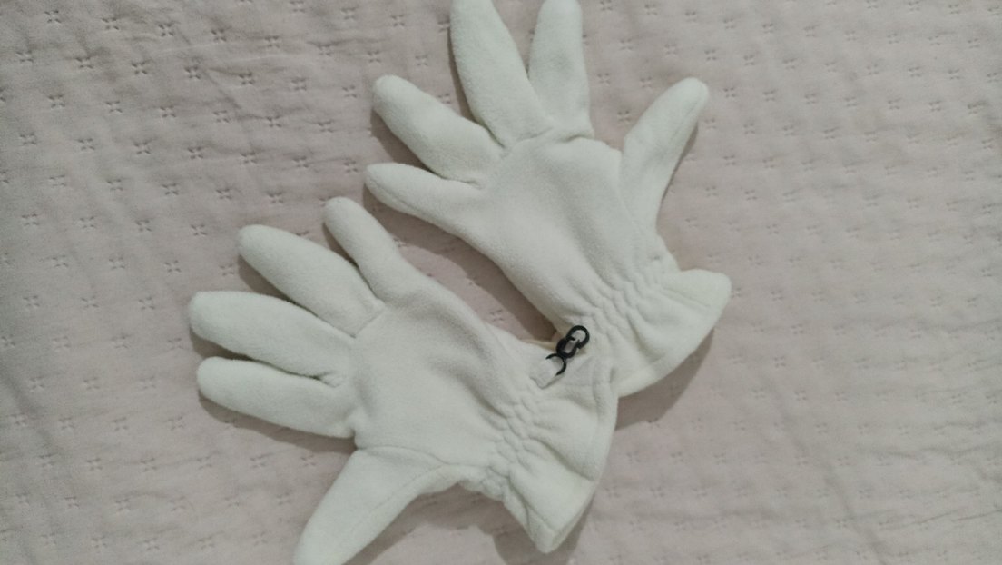 Beyaz Polar Kadın Eldiveni Velcro - Görsel 2