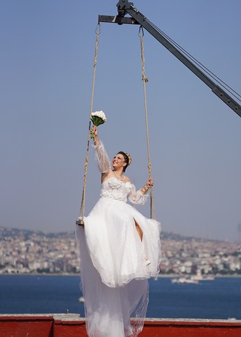 Bohem Tarz Beyaz A Kesim Uzun Gelinlik - Görsel 2