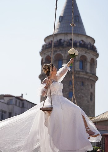 Bohem Tarz Beyaz A Kesim Uzun Gelinlik - Görsel 3