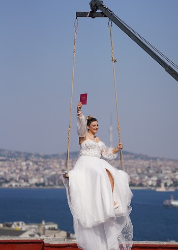 Bohem Tarz Beyaz A Kesim Uzun Gelinlik - Görsel 4