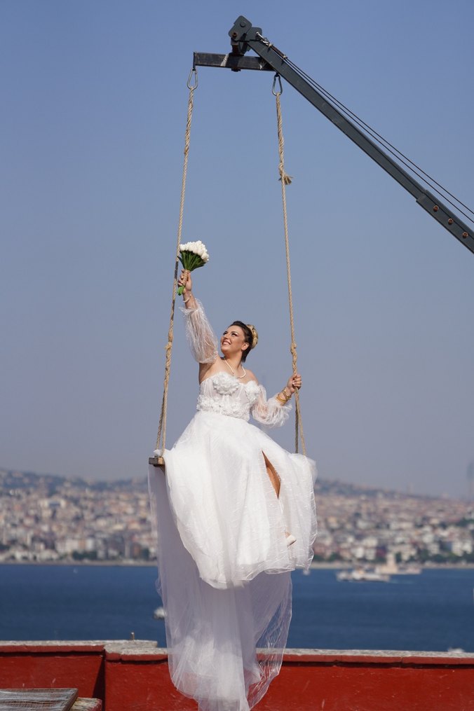Bohem Tarz Beyaz A Kesim Uzun Gelinlik - Görsel 2